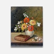 Nature morte avec des fleurs et livre