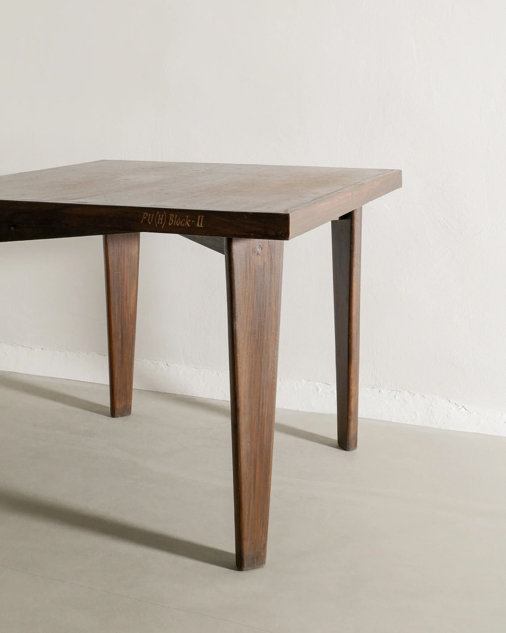 Pierre jeanneret squared wooden dining table, 1950s