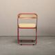 Giancarlo Piretti Plia Folding Chair in Red and Straw for Castelli, Italy