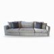 3-seater PMP Classy sofa in grey fabric and its 4 PMP cushions.