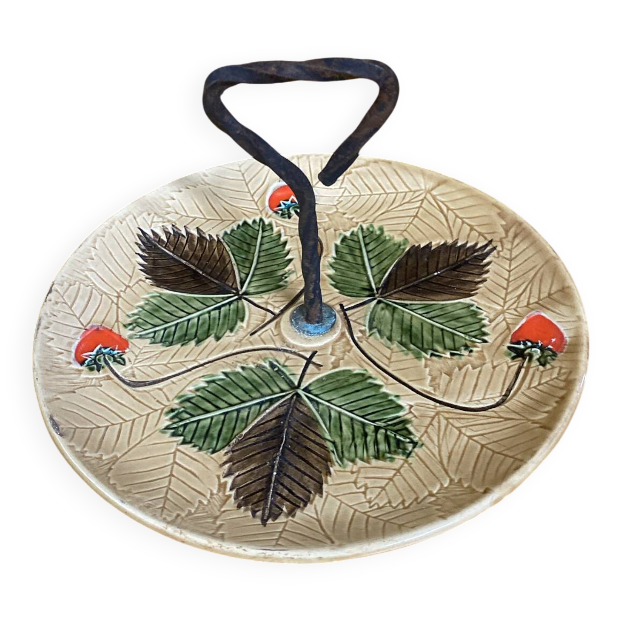 Old poet laval plate ceramic strawberry decor france vintage