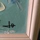 Painting painting in powder pink oil, blue-green