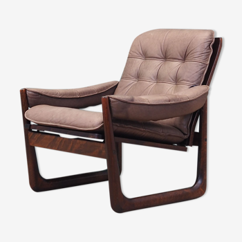 Leather armchair, Danish design, 1960s, manufactured by Genega Møbler