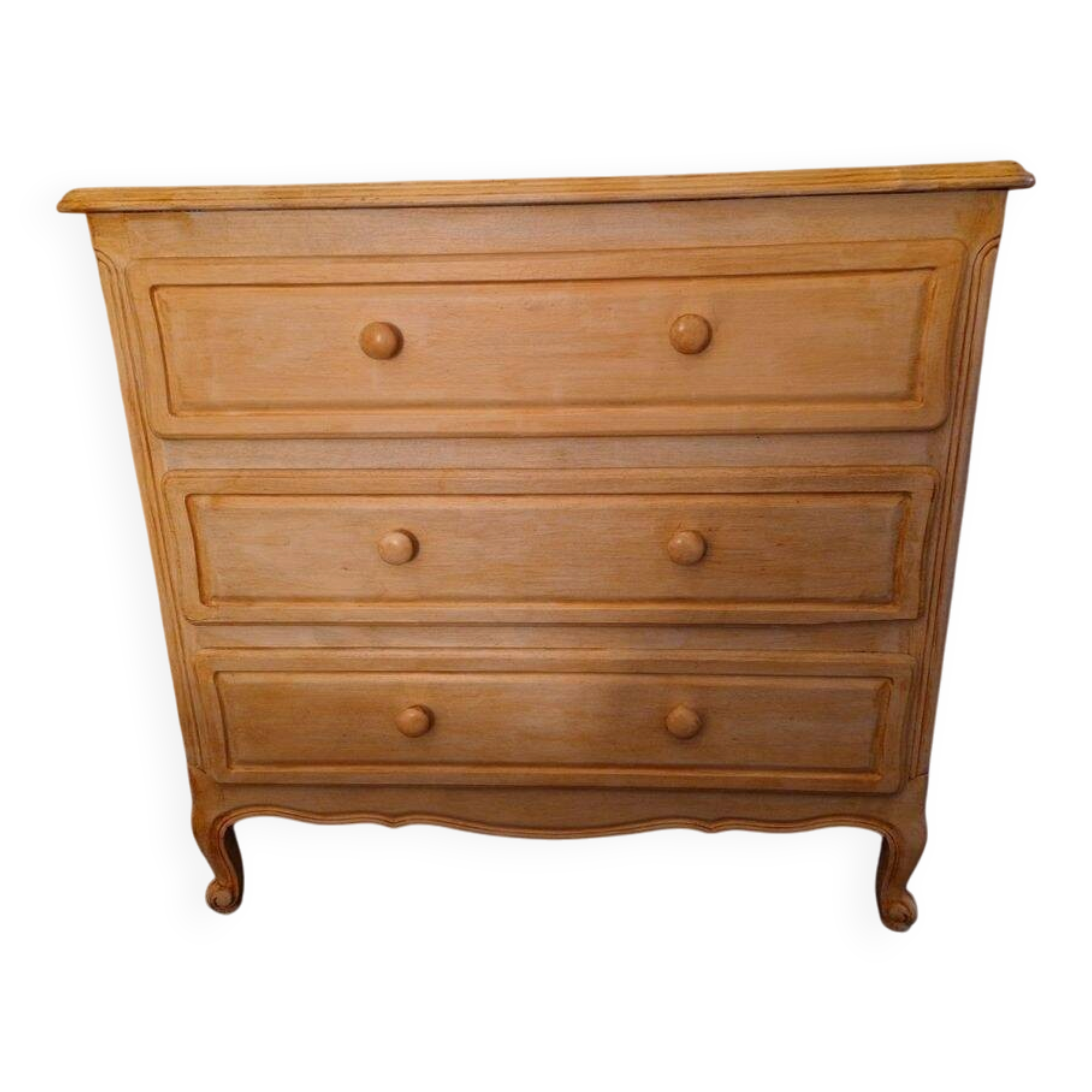 Louis XV / Provençal style chest of drawers – 3 drawers – Light patina (Ivory and Honey)