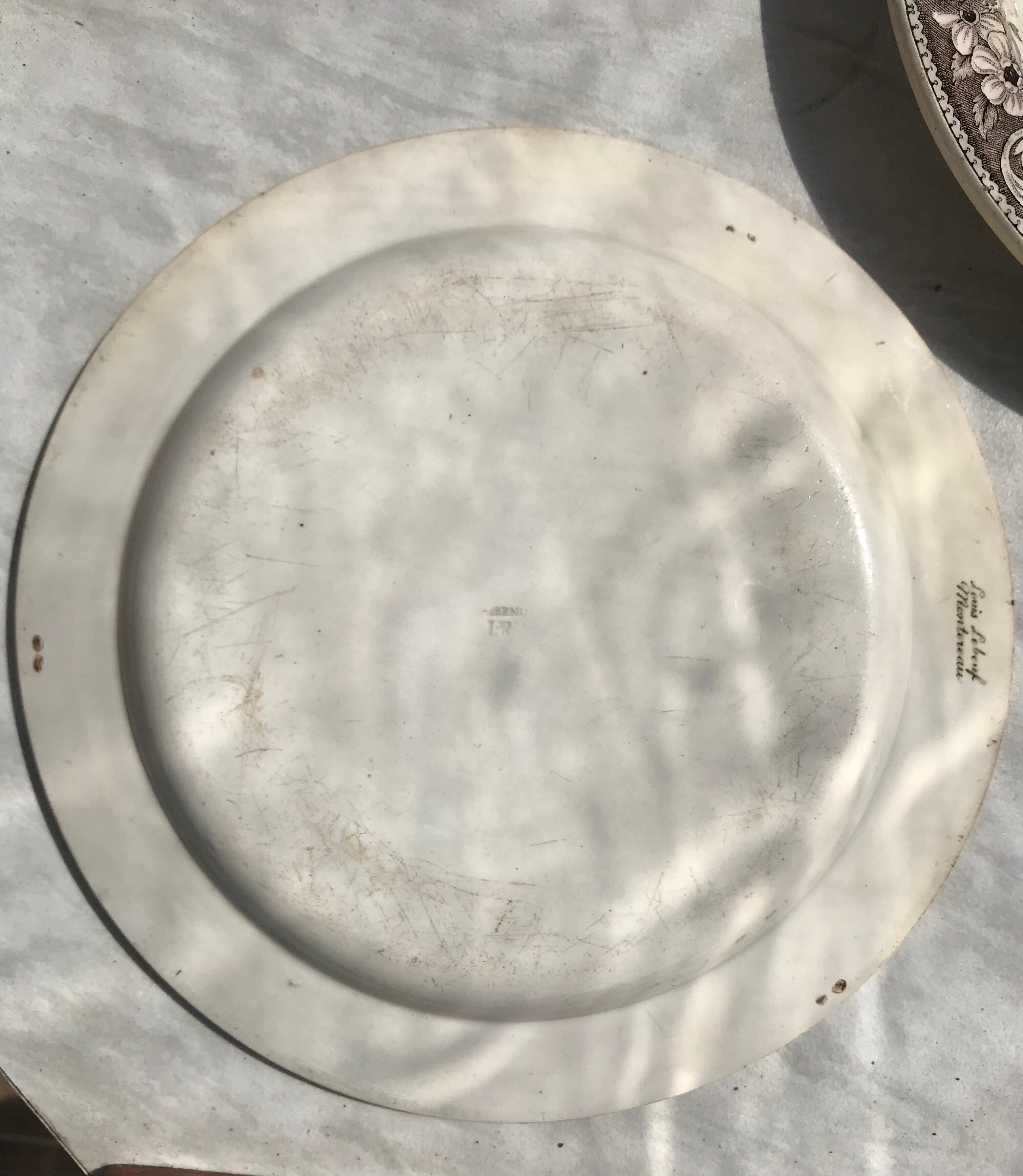 Set of 3 talking plates in Montereau earthenware "Louis Lebeuf Montereau"