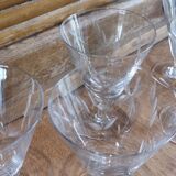 6 old foot glasses in chiseled blown glass 60/70's