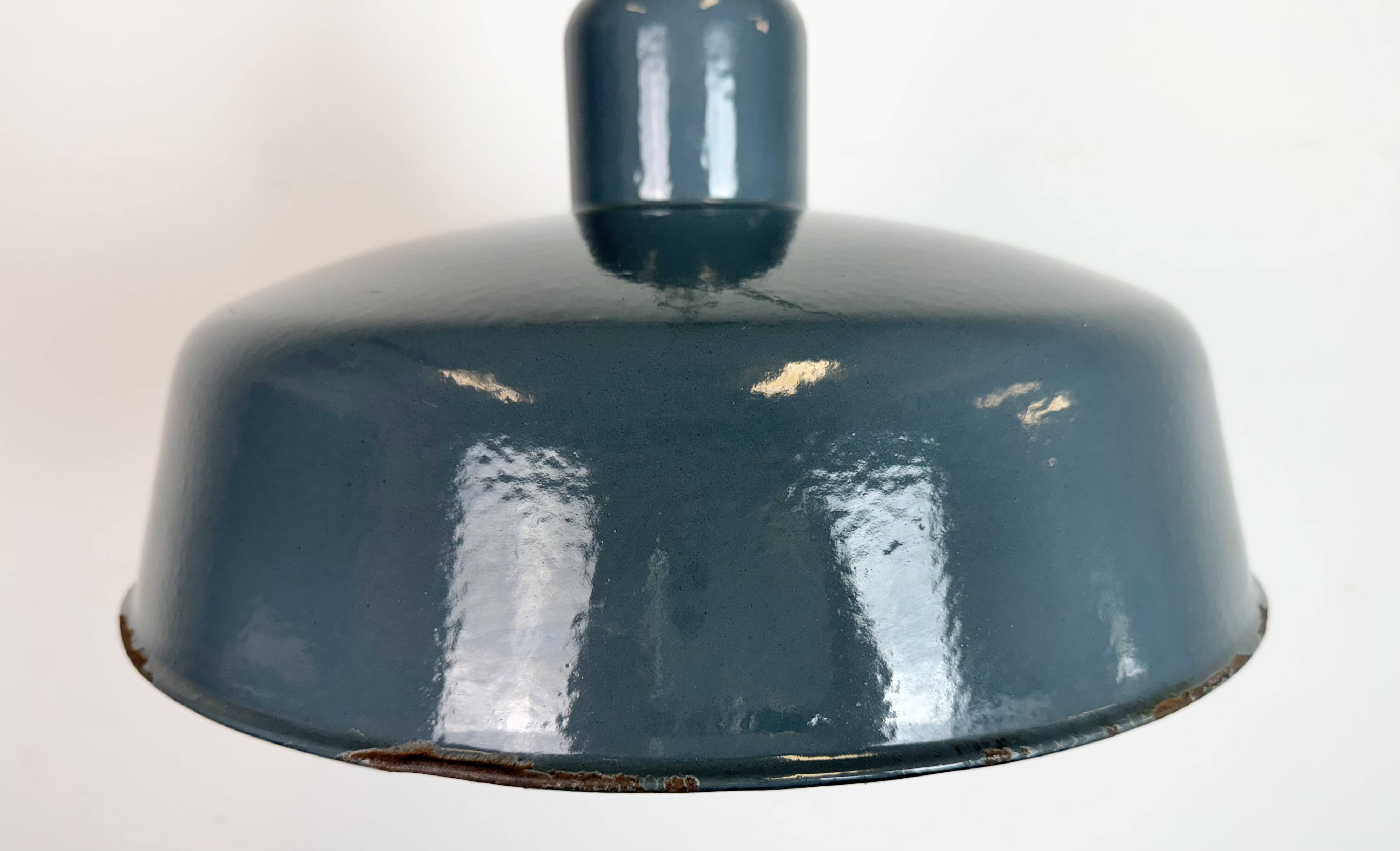 Industrial Grey Enamel Pendant Lamp from Siemens, 1930s