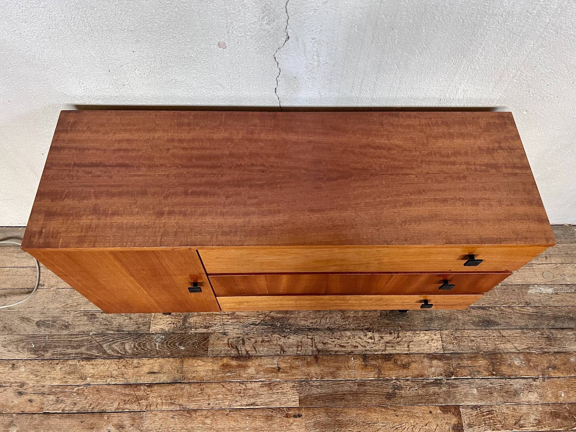 TV/ hifi cabinet in a row vintage modernist French 1960 LEGRAND DESIGN
