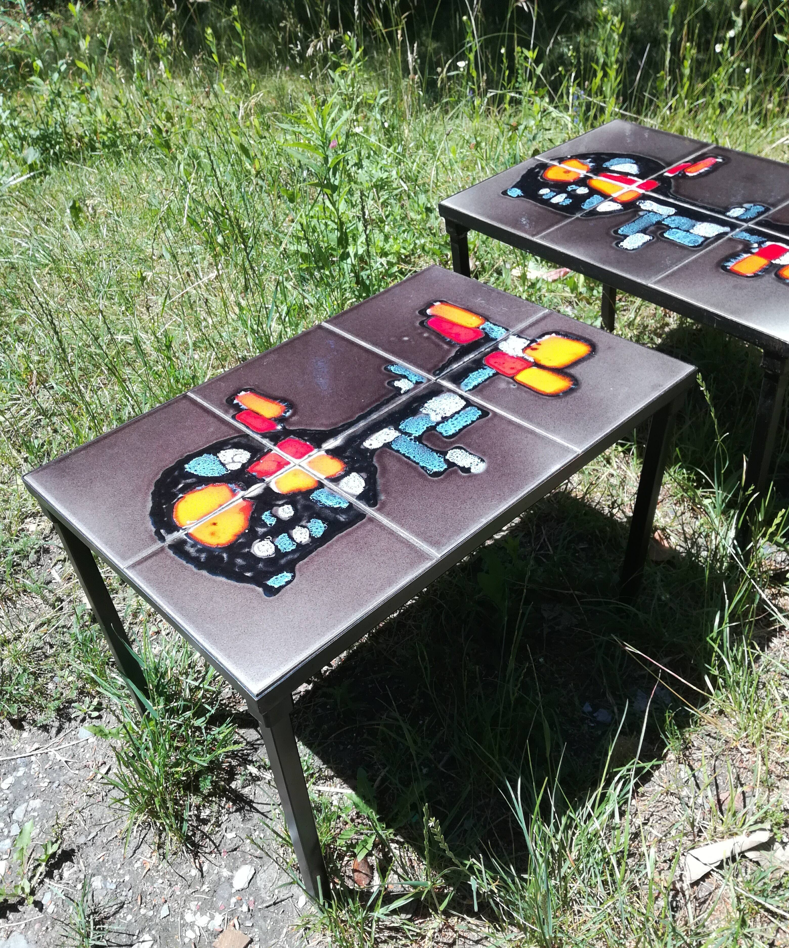 Two 70's ceramic coffee tables