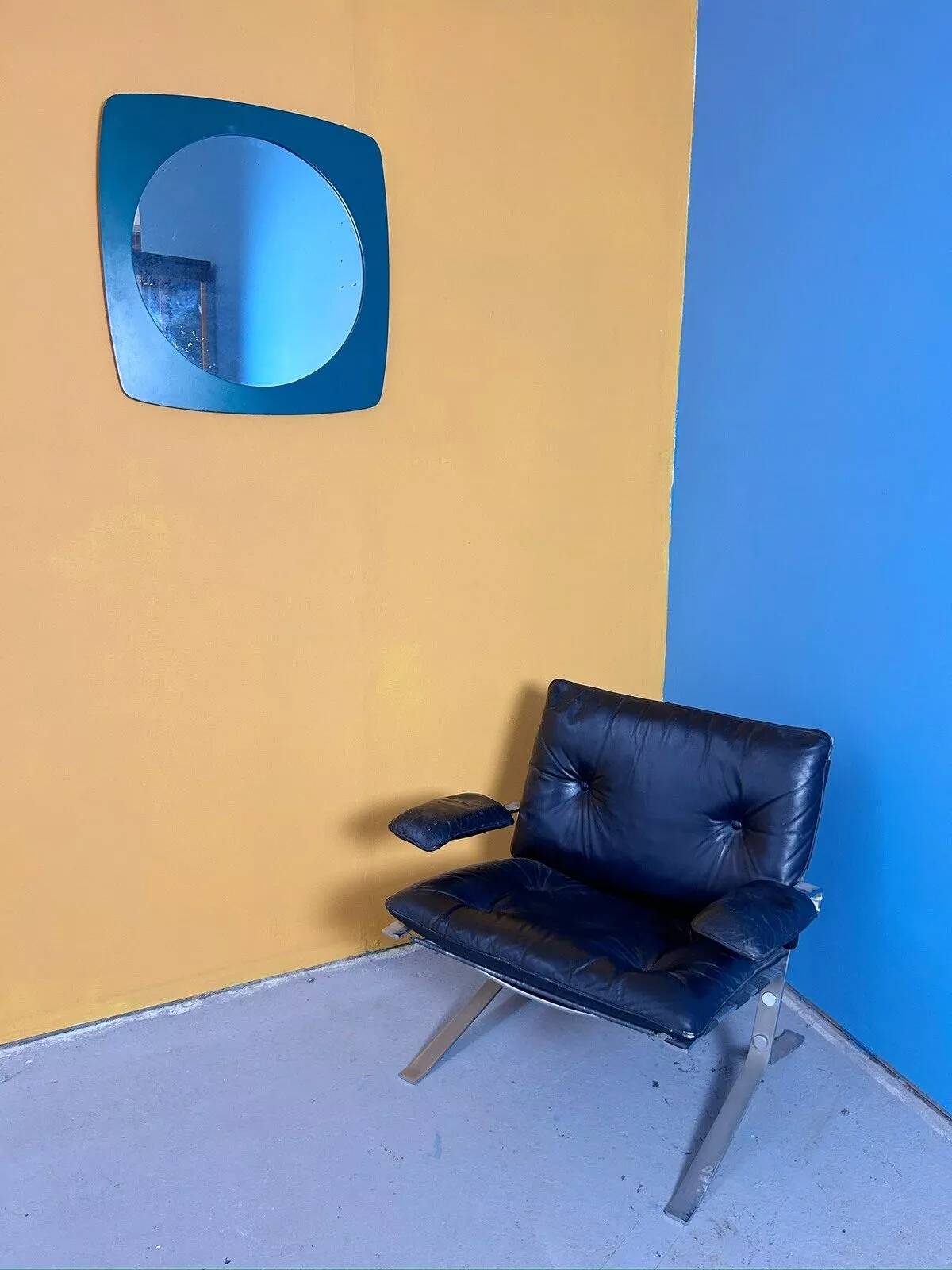 Miroir mural vintage en bois – vert foncé, années 70