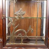Art Nouveau Display Case, Bronzes and Carved Wood on a Lake Theme, 1900