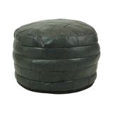 Vintage Round Pouf Patchwork Patchwork Faux Leather 49cm