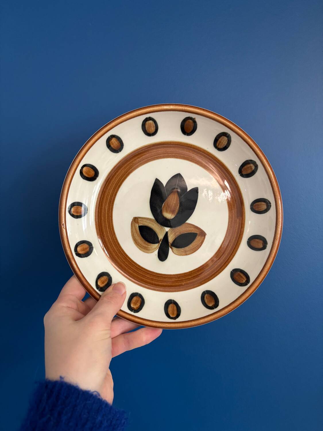 Set of 8 vintage Boch La Louviere soup plates, 1970s, kimono model