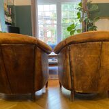 Set of 2 Authentic Leather Club Chairs