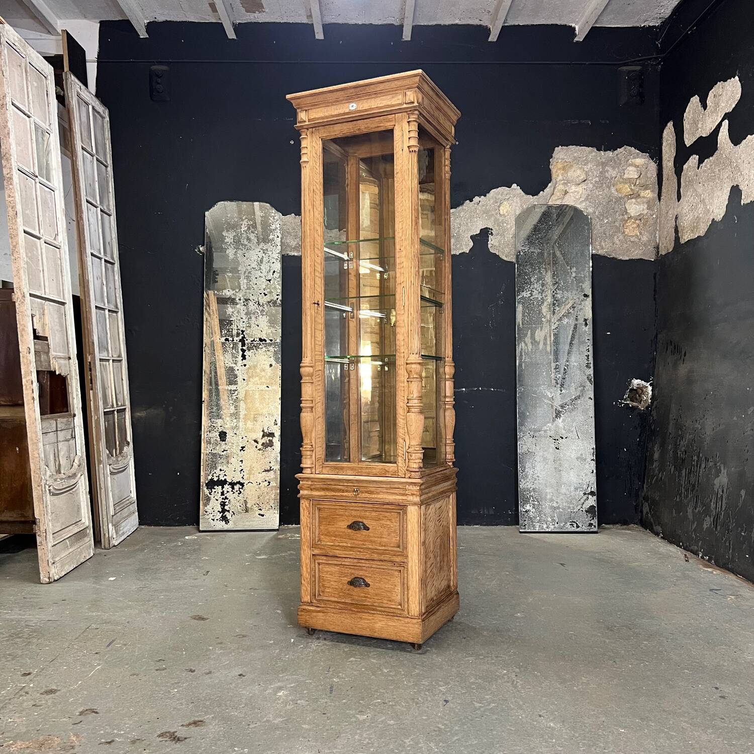 1920 oak museum display case