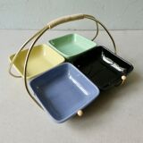 Aperitif servant in gilded metal and ceramics of the 50s