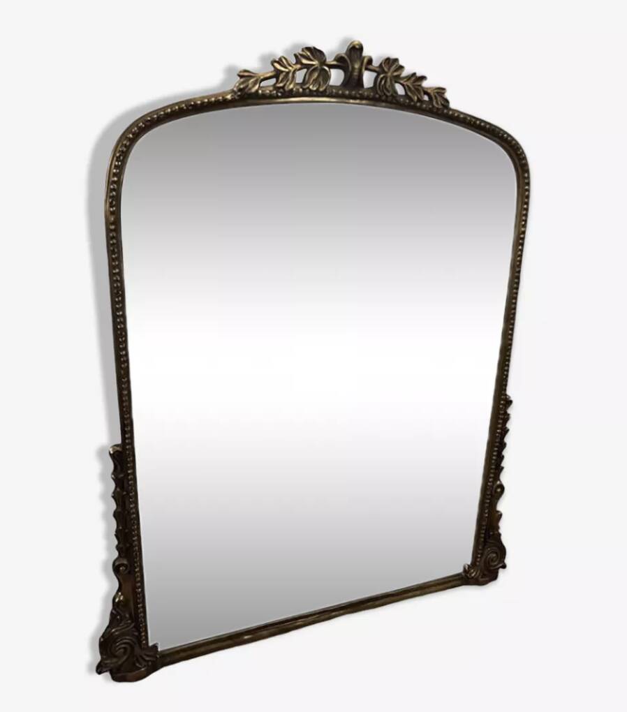 Large gilded mirror with pediment