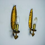 Pair of "leaf" wall lights by Ferro Arte, Spain, 1960