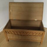 Vintage wood and rattan chest