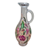 Painted glass carafe with flowers