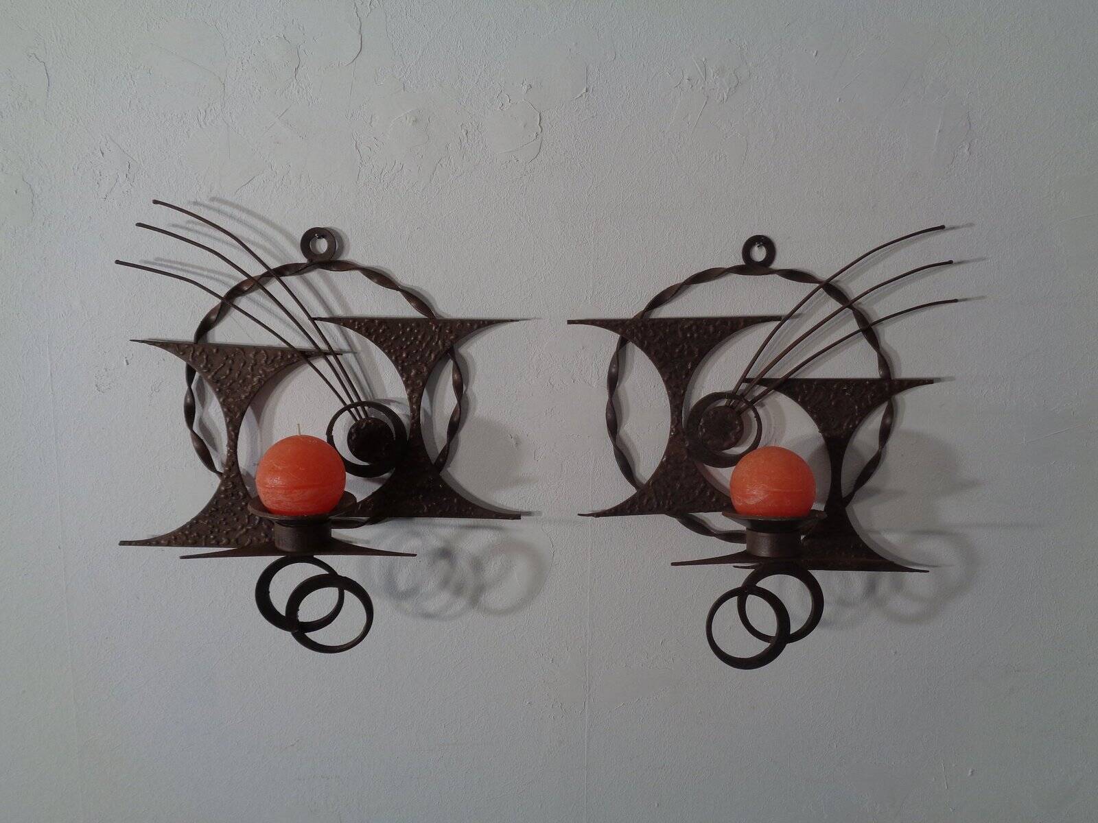 Brutalist Iron Candleholders by Henrik Horst, Denmark, 1960s, Set of 2