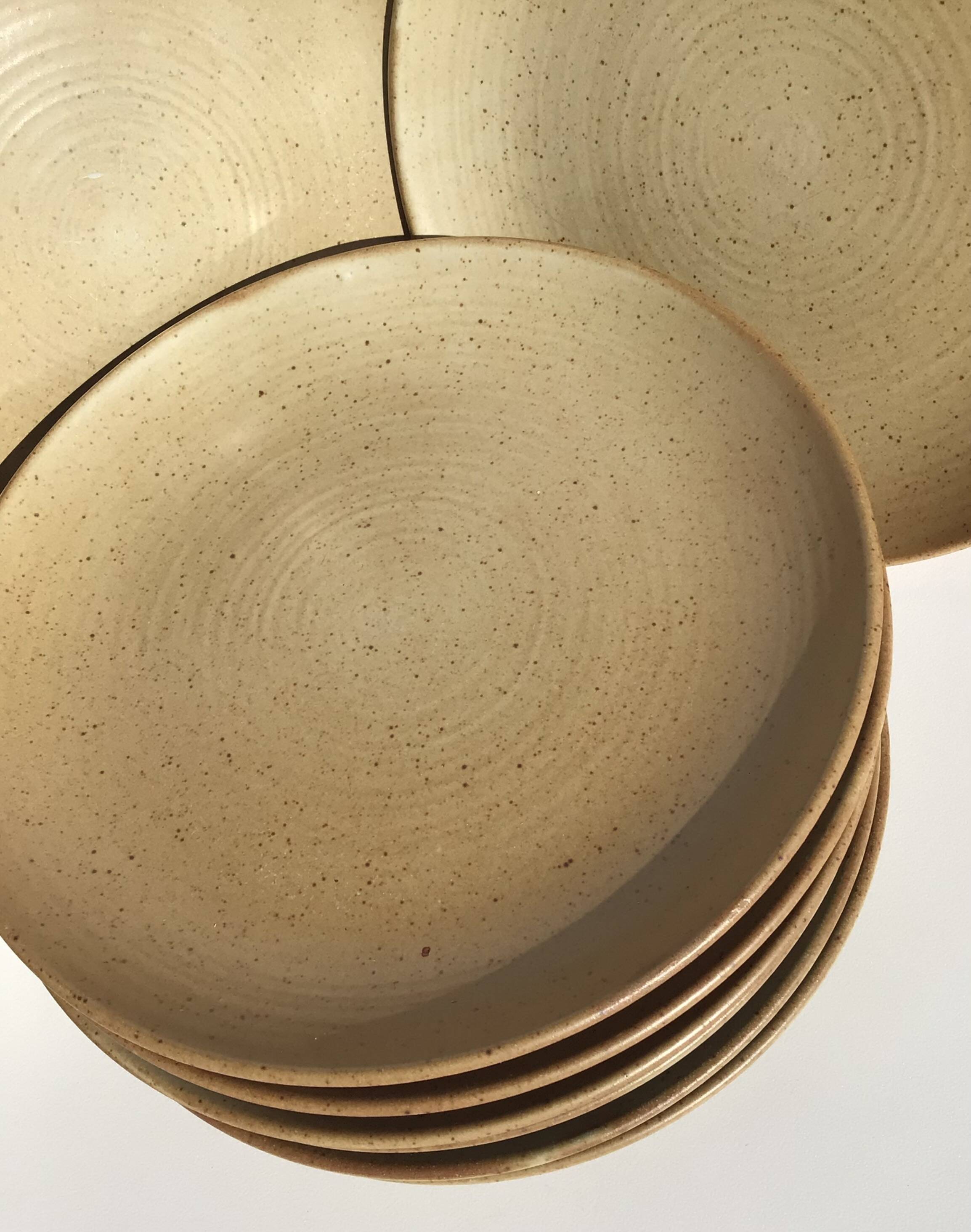 8 dessert plates village speckled blond stoneware