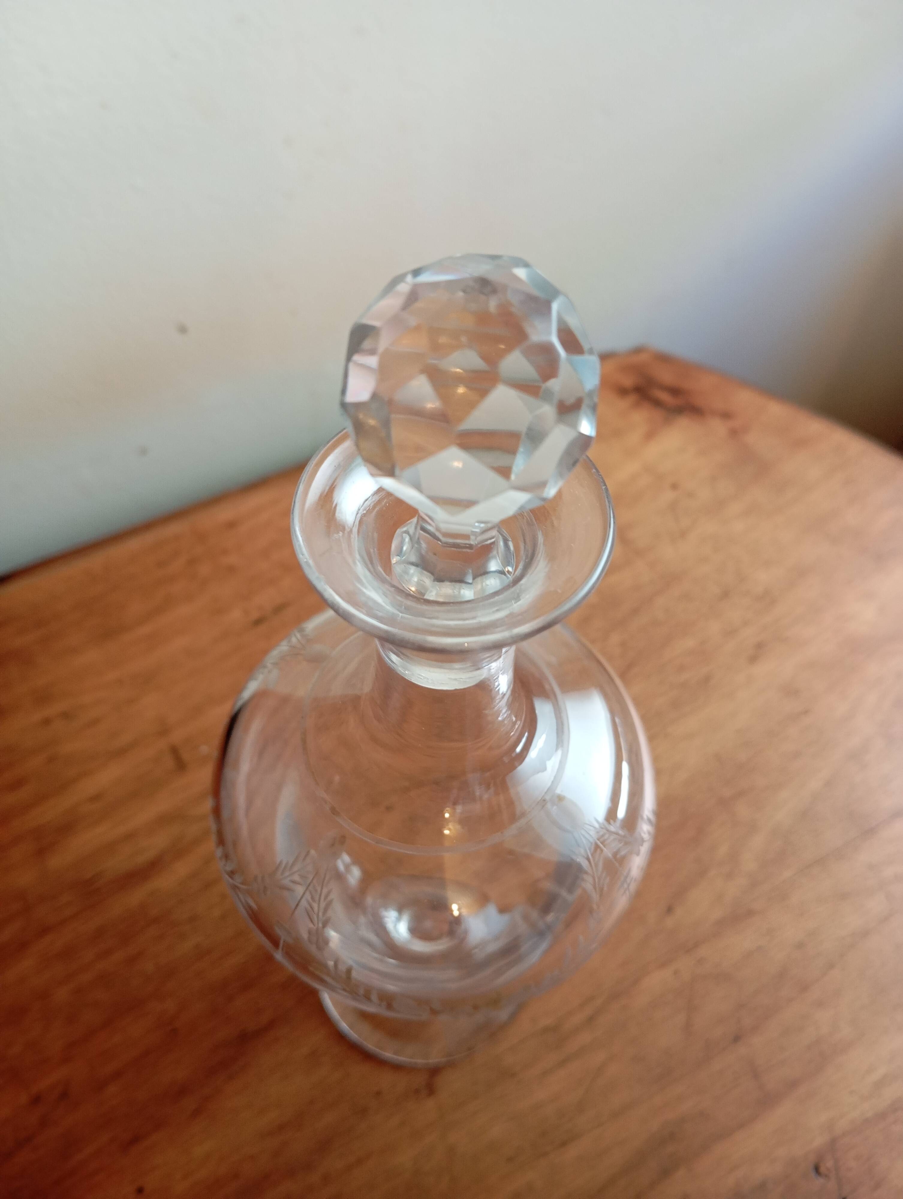 Engraved glass carafe