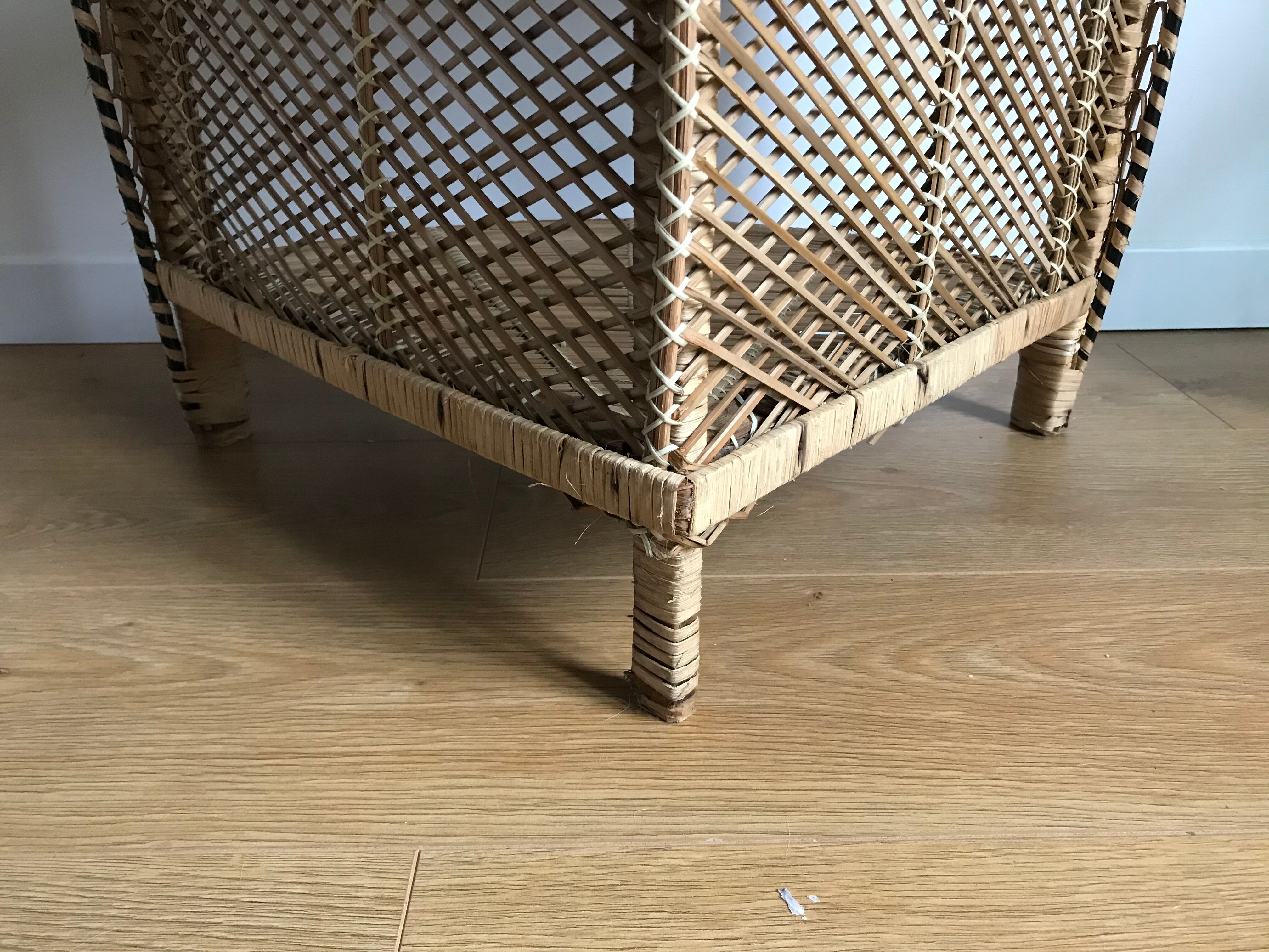 Large rattan corner shelf in Emmanuelle style