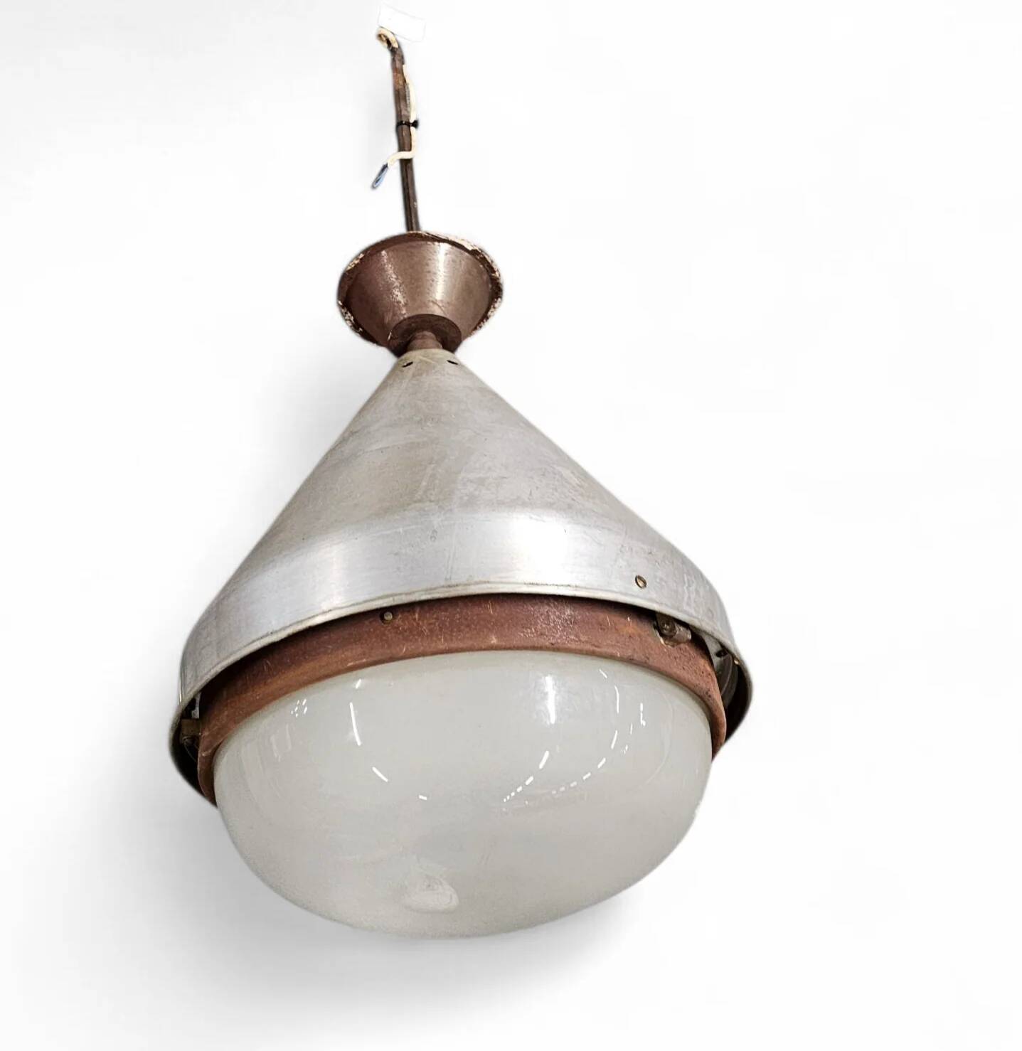 Large aluminium industrial hanging lamp 1970s height 55 cm