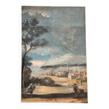 Watercolour on linen "Duel of Knights", French school, 18th century – France