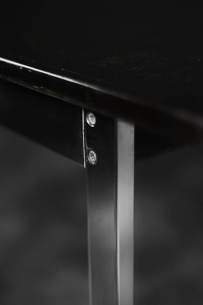 Vintage Mid-Century Danish Black Modern Minimalist Oak Office Desk with Chrome Base, 1970s