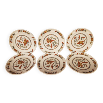 6 Syracuse Sarreguemines Flat Plates Flower Decor