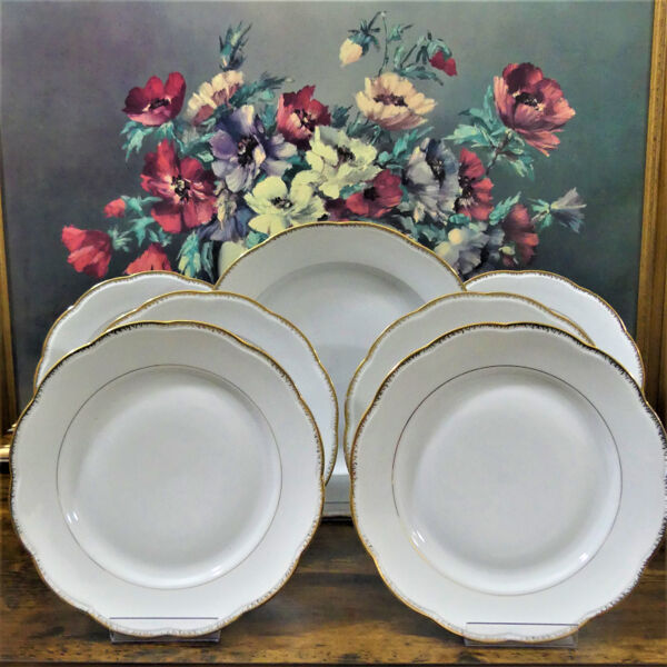 Service de table vintage blanc et or, service de table ancien