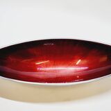 Designer bowl centerpiece in iridescent red enameled metal