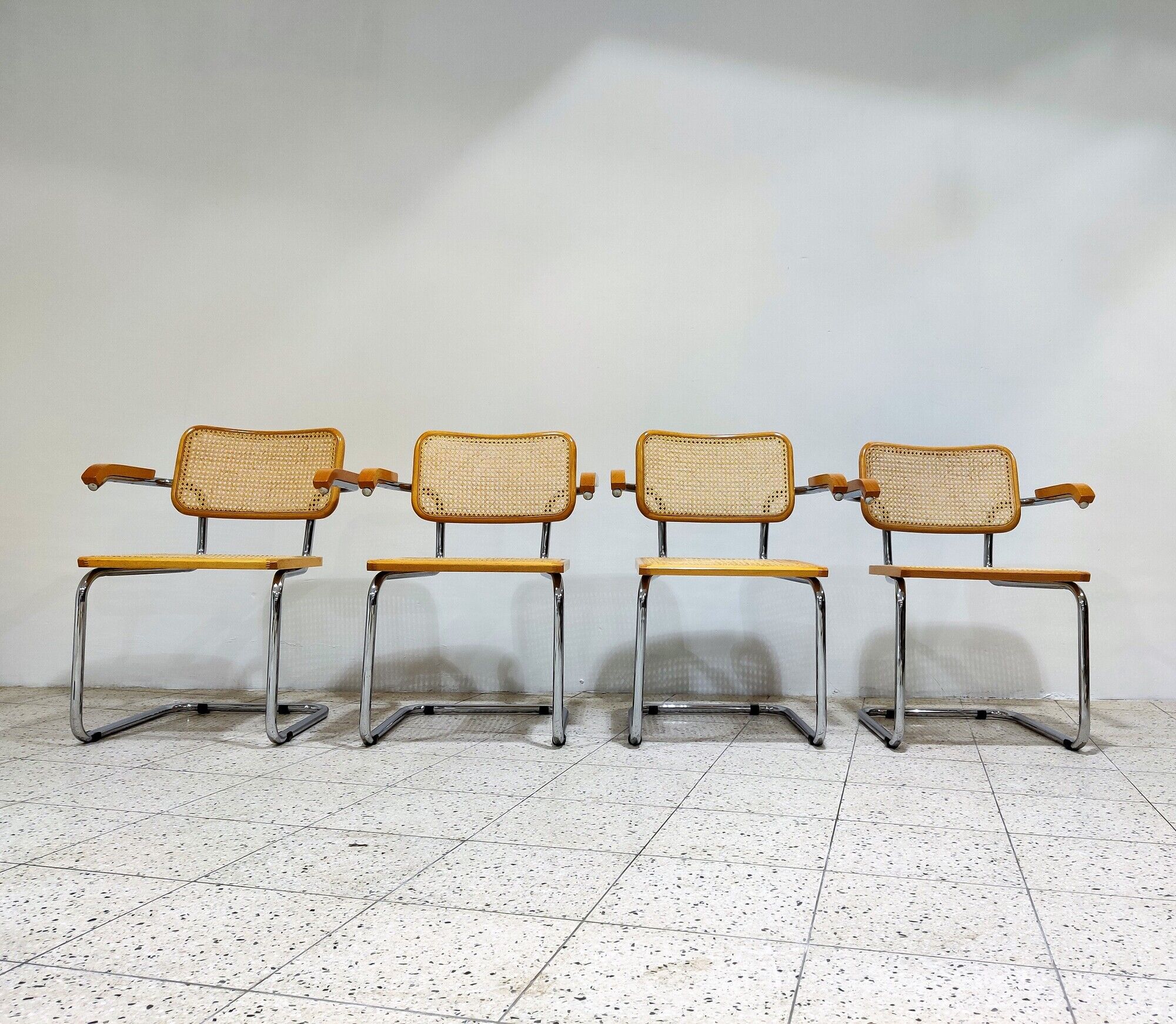 Vintage Marcel Breuer Cesca B64 chairs, made in italy, 1970
