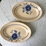 Duo of blue flower raviers Saint-Amand 30s-40s