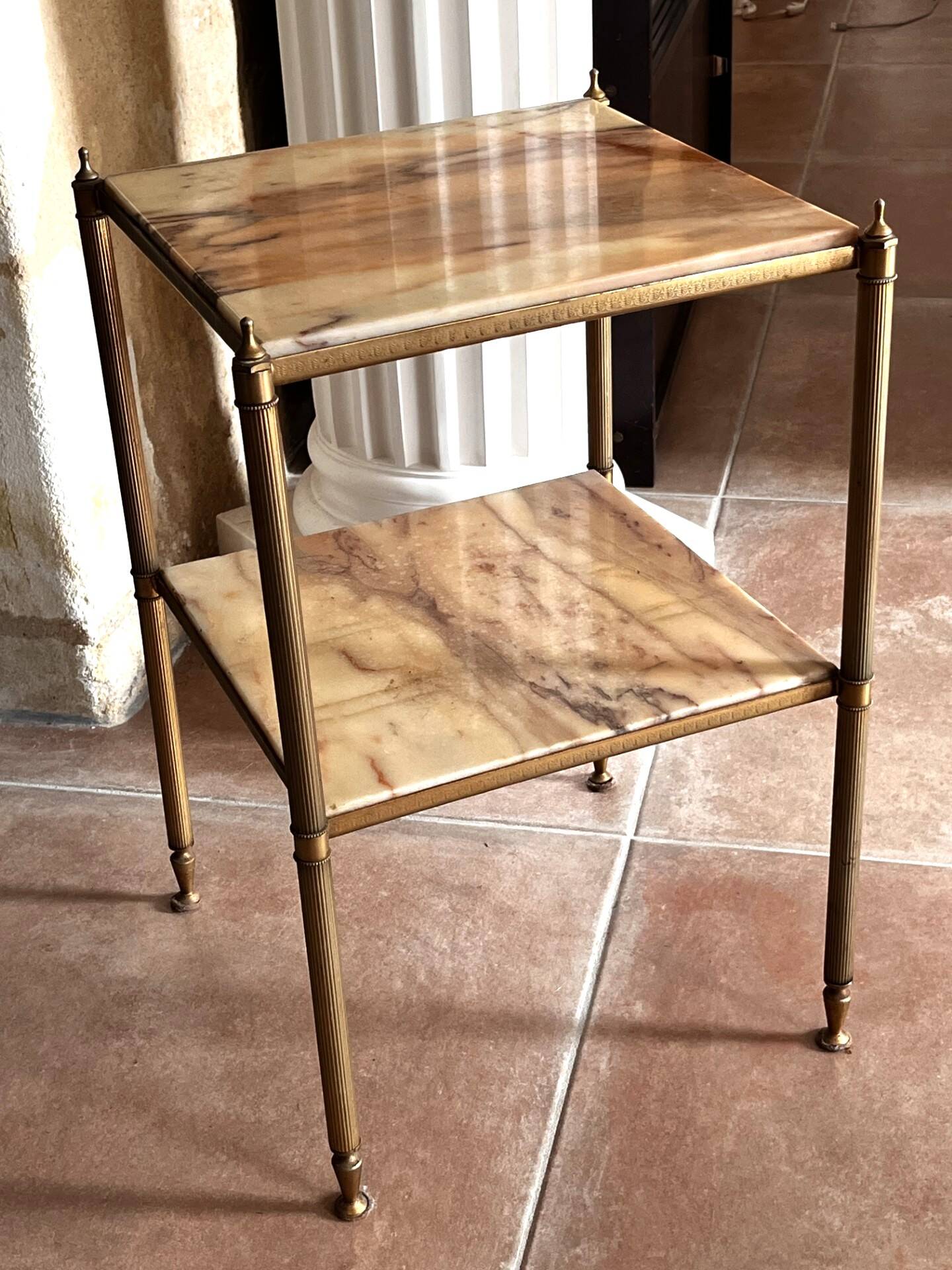 Marble and brass pedestal