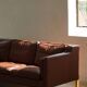 Stouby Møbelfabrik, 3-seater mid-century style sofa in brown leather, made in the 1970s.