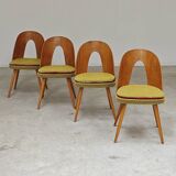 Set of 4 yellow Antonin Suman chairs for Tatra Nabytok 1960