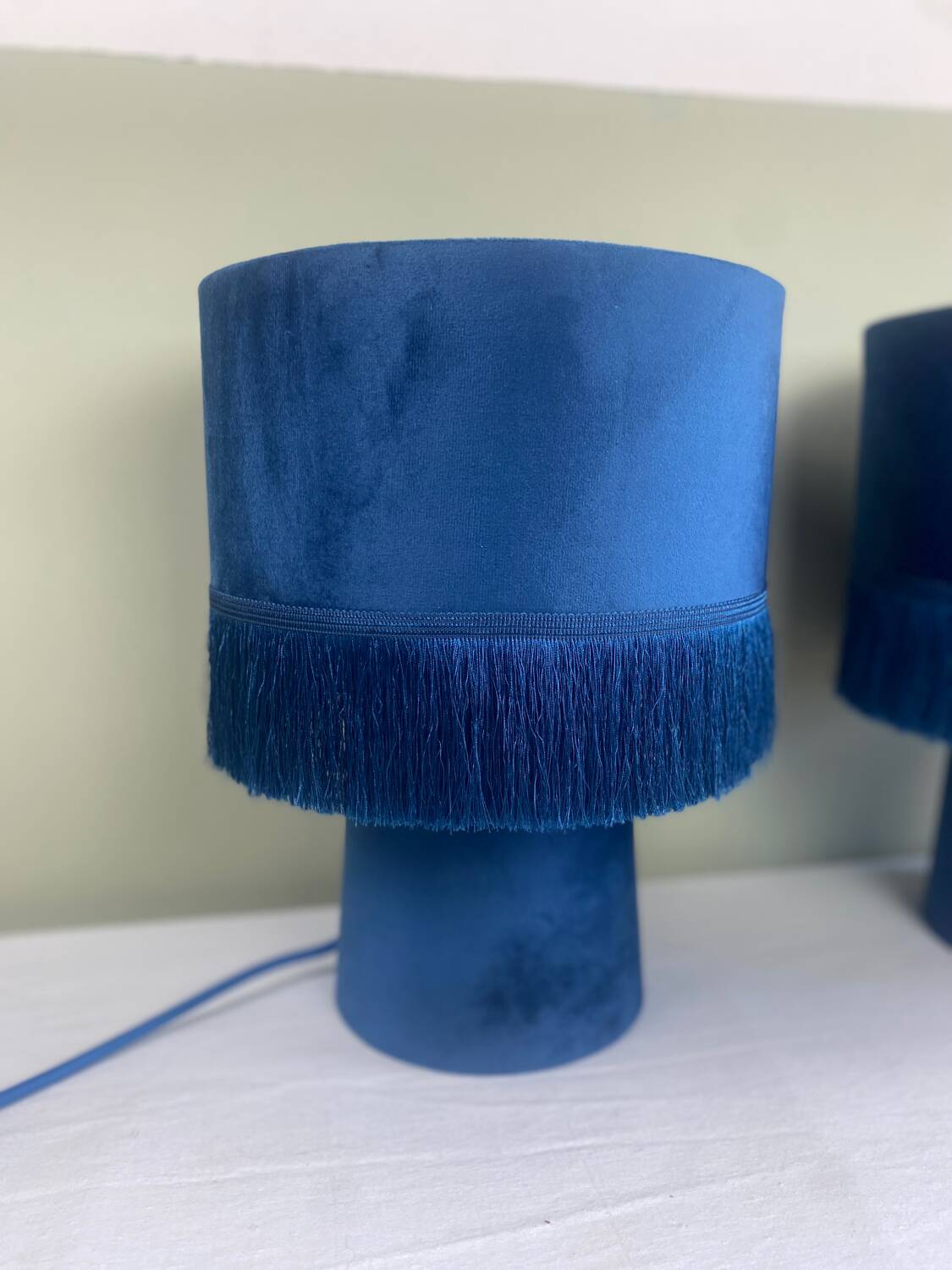 Blue velvet lamps