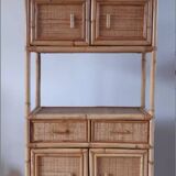 Rattan stand shelf and canning 50s