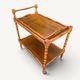 Desserte roulante vintage en bois tourné avec plateau amovible