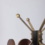 Vintage 1960s floor coat rack in black metal and wood, Italian design