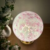 Vintage pink and white glass globe table lamp