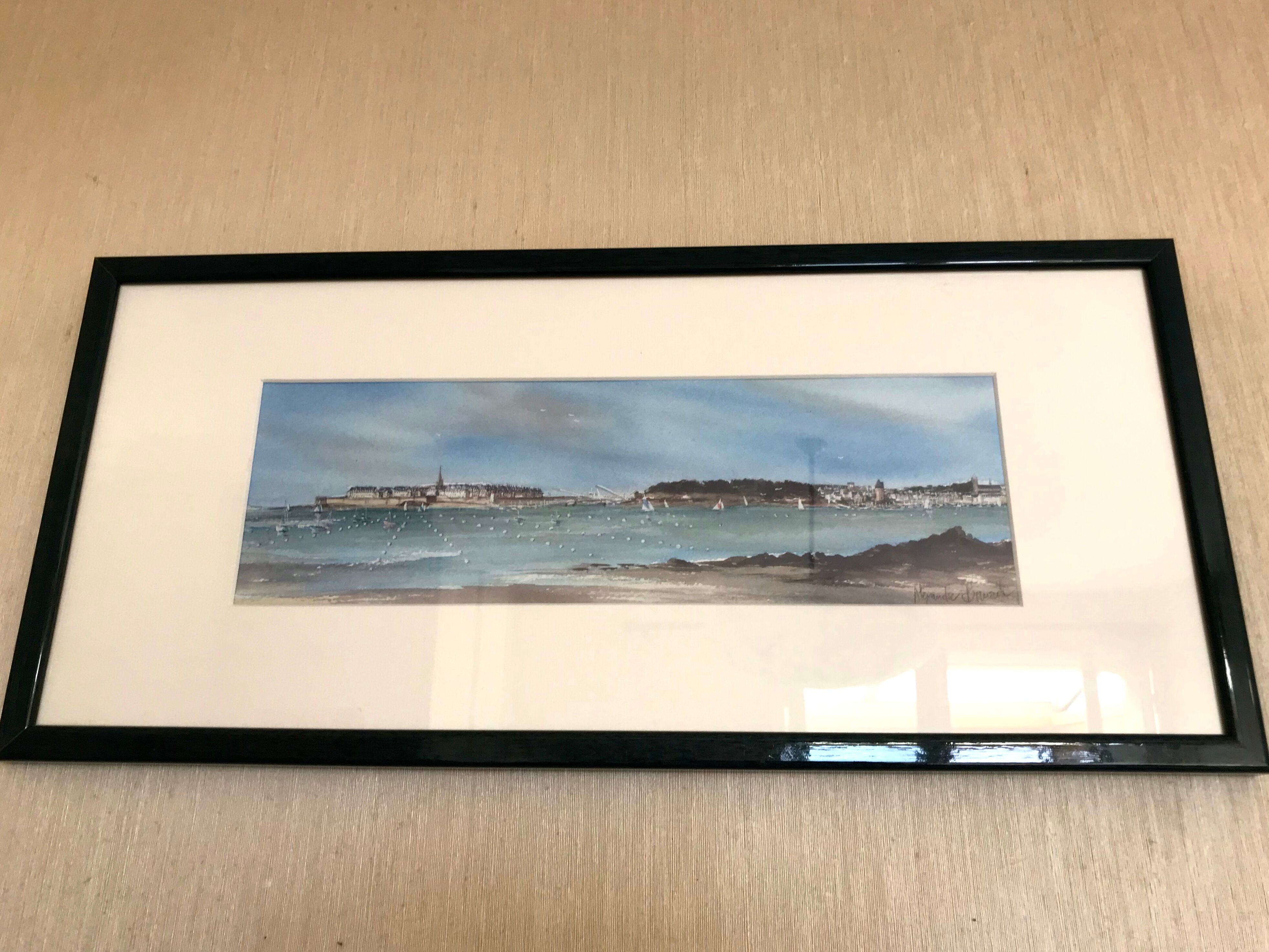 Aquarelle signée Alexandre Bonade, Saint-Malo