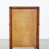 Sheep leather and wood armchair with an Art Deco design