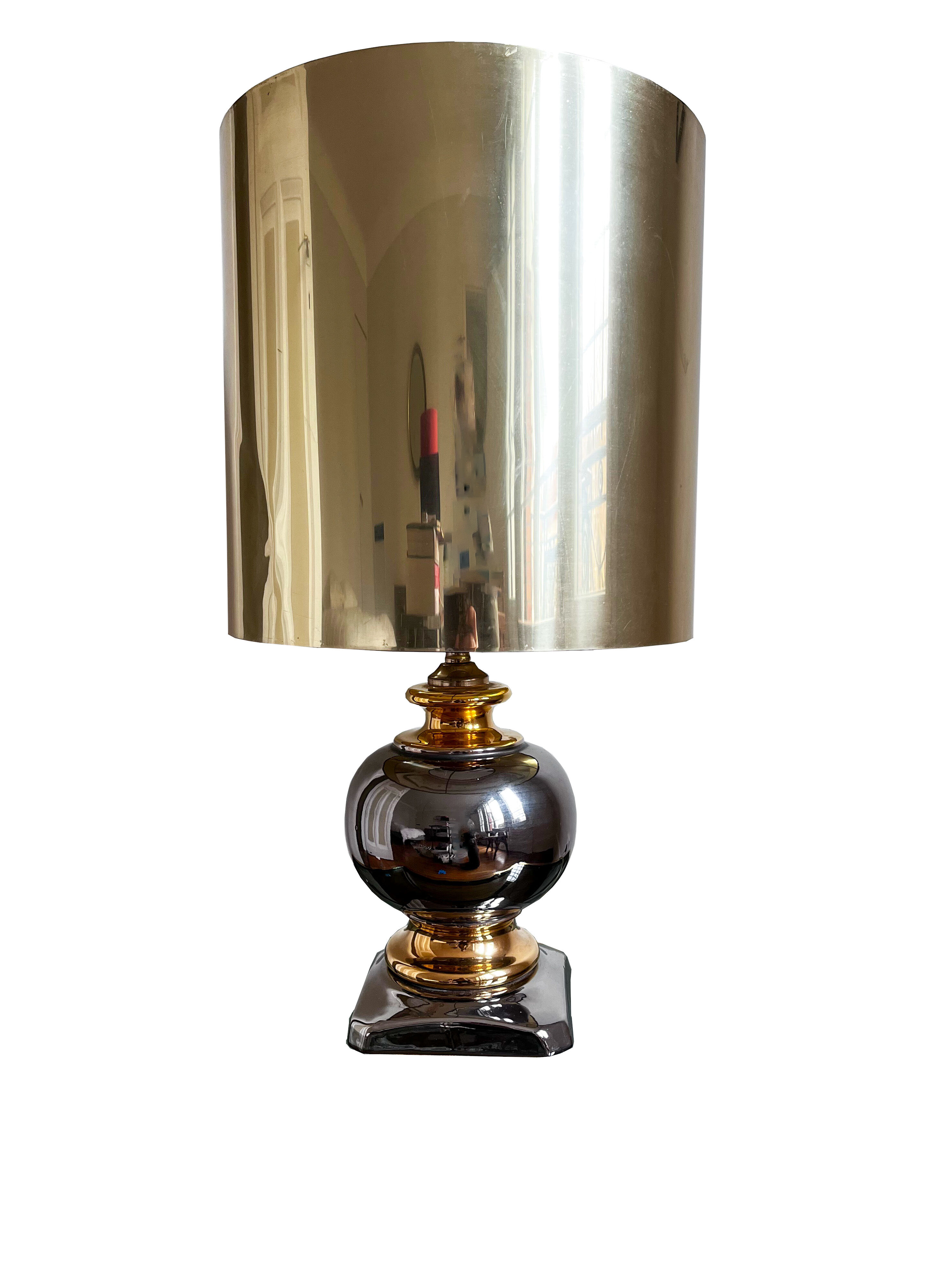 Table lamp in chrome and gold ceramic, 1970s