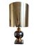 Lampe à poser en céramique chrome et dorée, 1970s