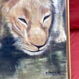 Oil on canvas "Lionesses au Marigot" by Dominique PROTTI-BARAIZE