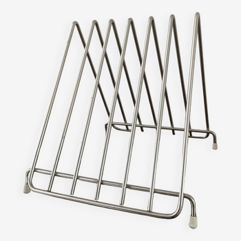 Vintage stainless steel vinyl rack from the 60s and 70s